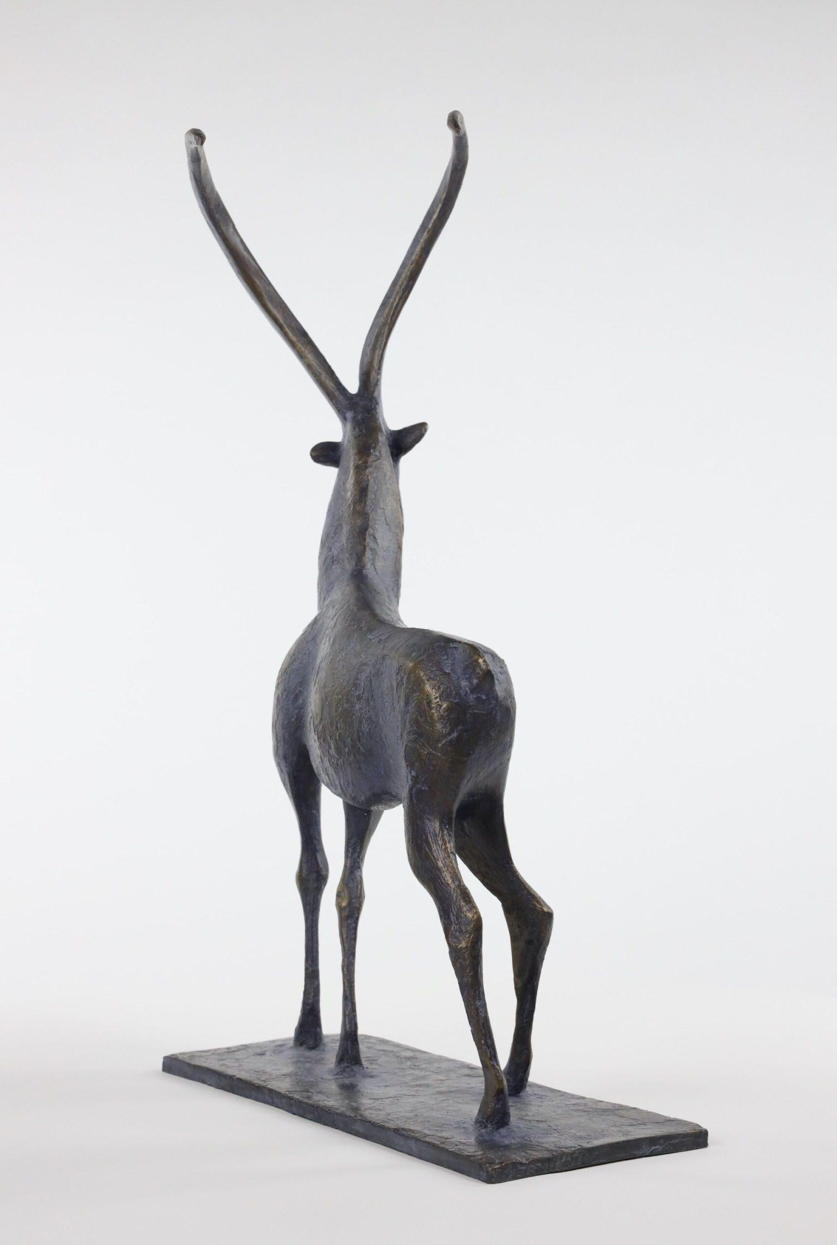 Ibex by Pierre Yermia - Contemporary animal bronze sculpture, elegant, balance For Sale 7