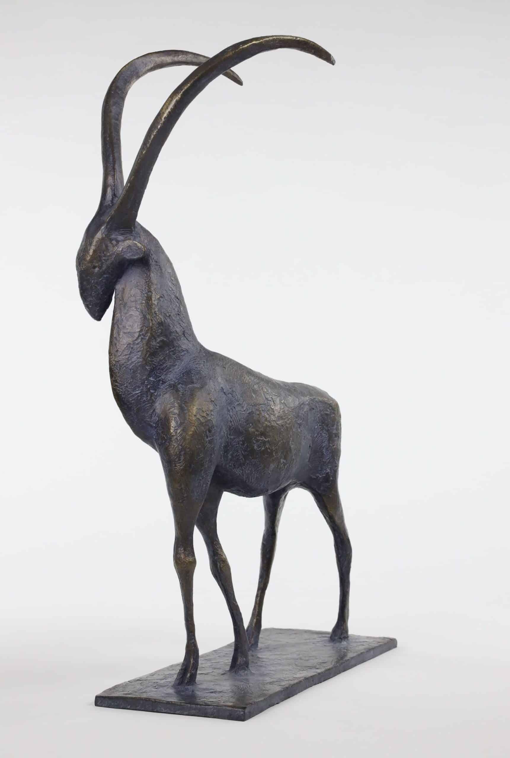 Ibex de Pierre Yermia - Escultura animal contemporánea en bronce, cabra montesa en venta 6