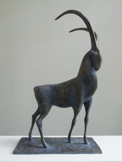 Ibex by Pierre Yermia - Contemporary animal bronze sculpture, mountain goat