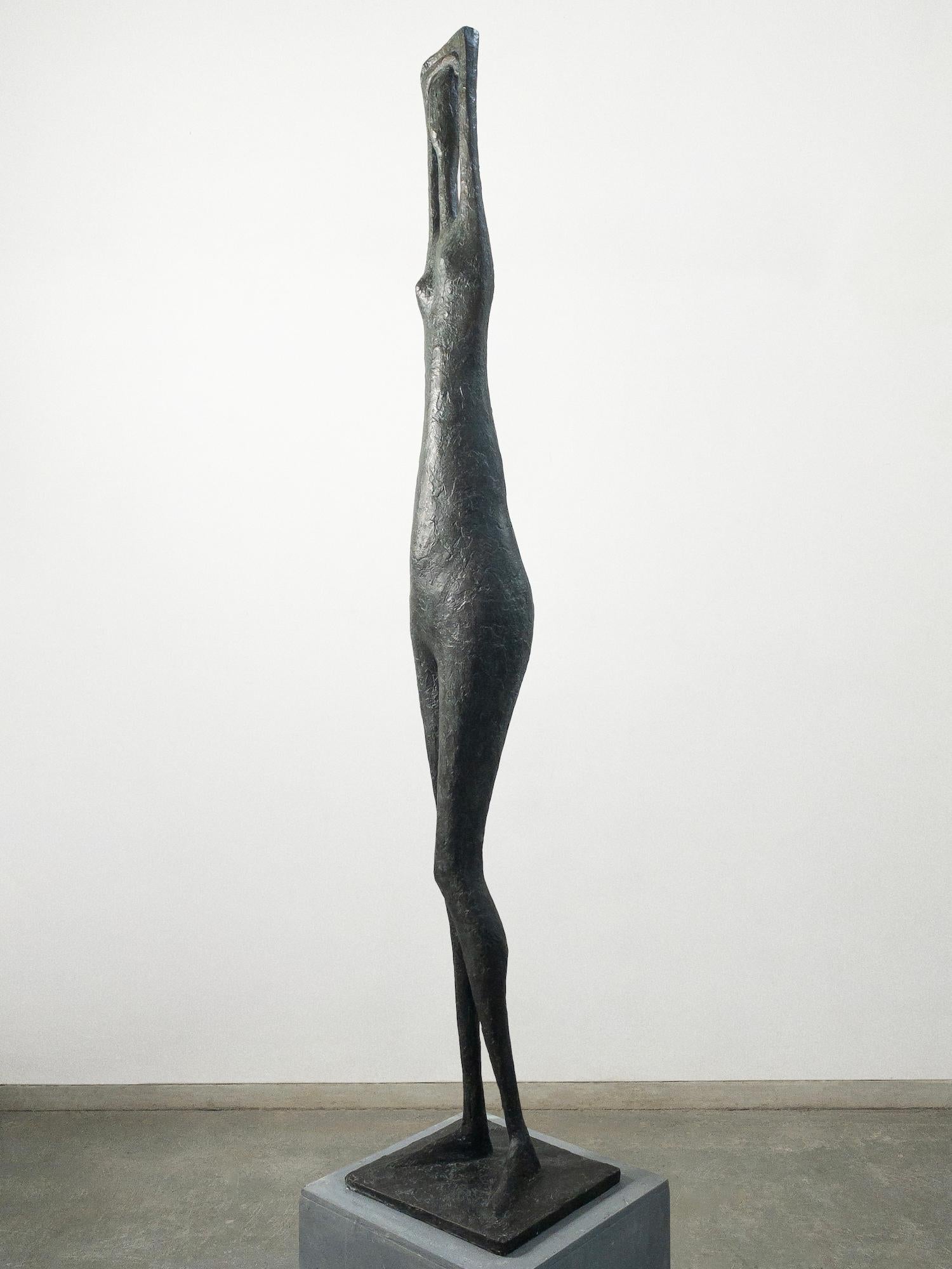 Large Arms Raised Standing Figure II by Pierre Yermia - Contemporary sculpture For Sale 10