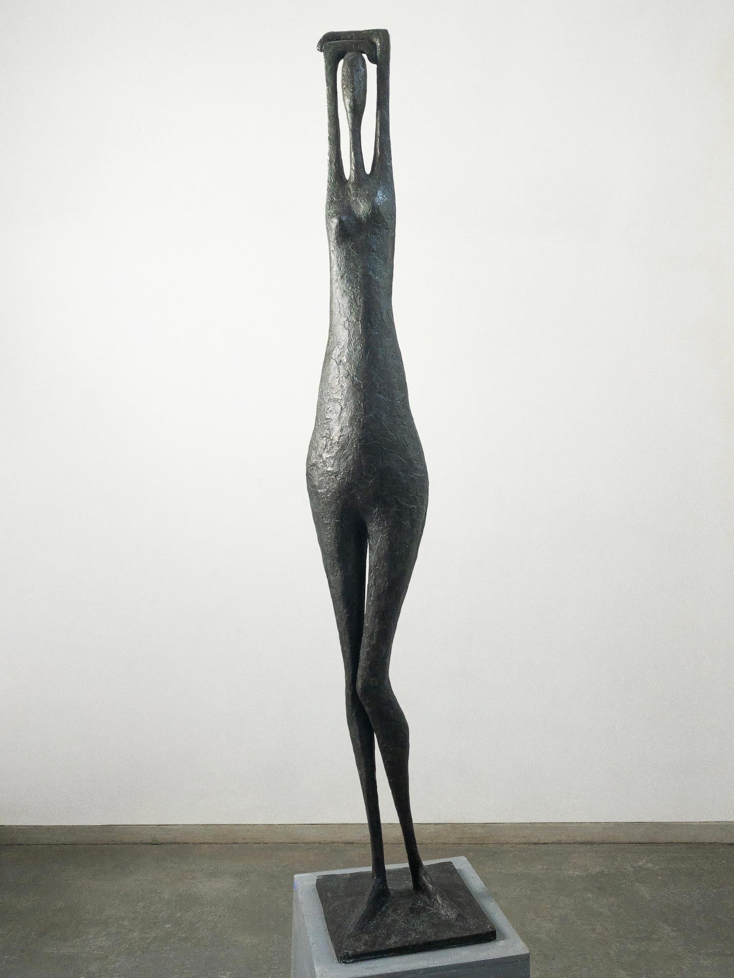 Large Arms Raised Standing Figure II by Pierre Yermia - Contemporary sculpture For Sale 1