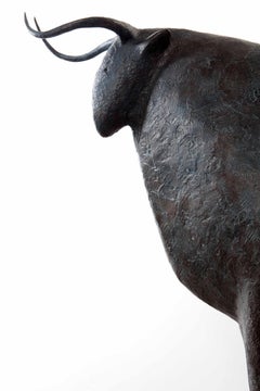 Large Bull by Pierre Yermia - Animal Bronze Sculpture, large size, outdoor