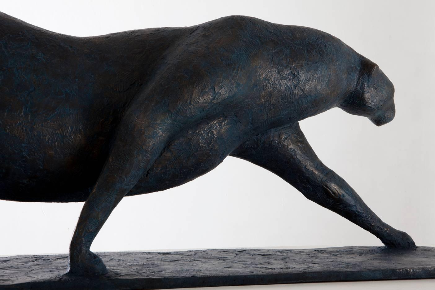Large Feline by Pierre Yermia - Animal bronze sculpture, outdoor art For Sale 2