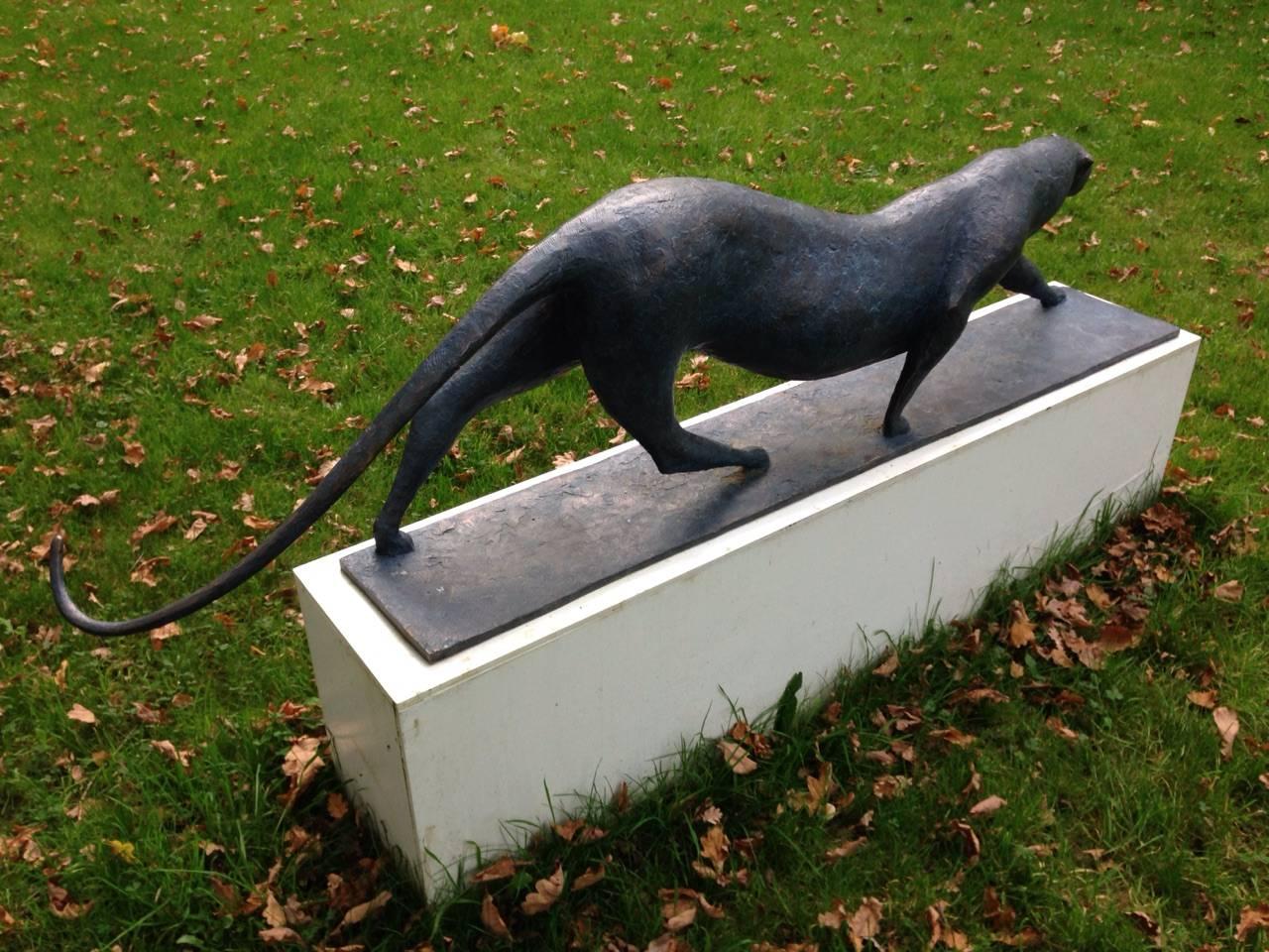 Large Feline by Pierre Yermia - Animal bronze sculpture, outdoor art For Sale 3