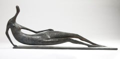 Large Lying Figure I by Pierre Yermia - Bronze sculpture, nude woman statue