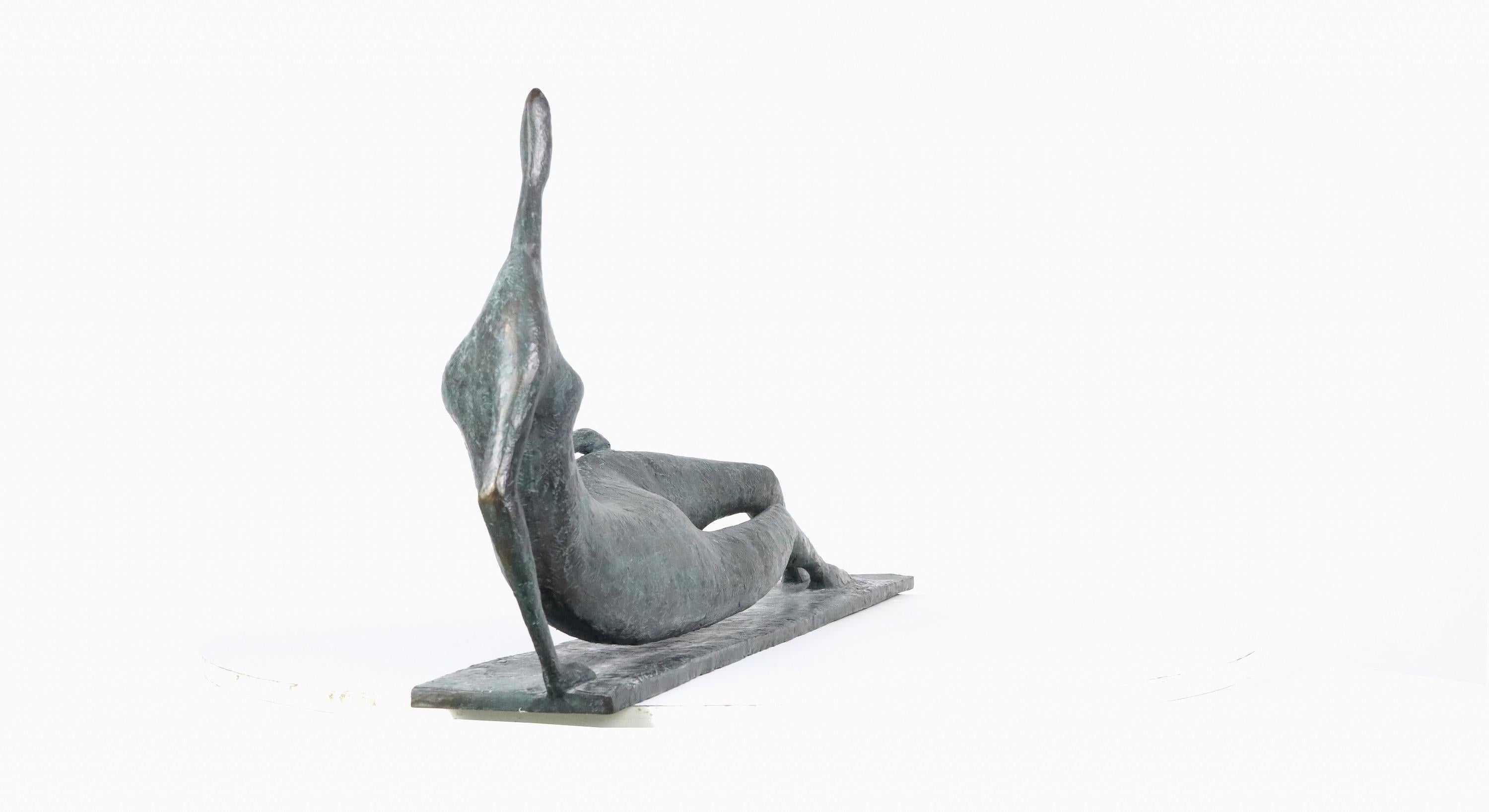 Large Lying Figure I - Contemporary Bronze Sculpture - Gold Nude Sculpture by Pierre Yermia