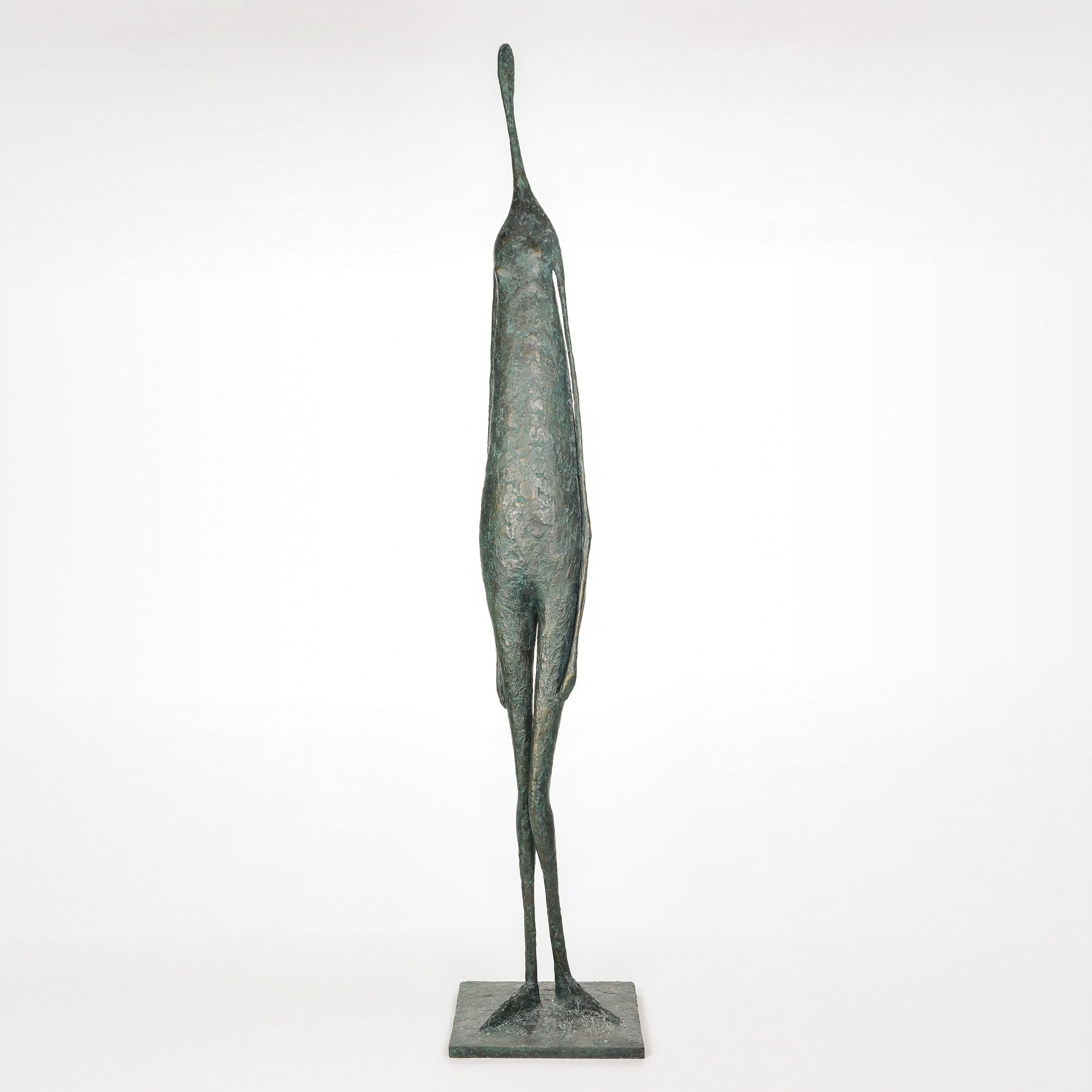 Large standing figure IV is a bronze sculpture by French contemporary artist Pierre Yermia, dimensions are 147 × 28 × 26 cm (57.9 × 11 × 10.2 in). 
The sculpture is signed and numbered, it is part of a limited edition of 8 editions + 4 artist’s