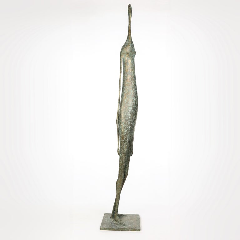 Large Standing Figure VI (Grande figure debout VI), large-scale sculpture by French contemporary artist Pierre Yermia. Bronze, 148 cm × 31 cm × 27 cm. Limited edition of 8 + 4 A.P.
He has been developing for thirty years a singular work, filled with