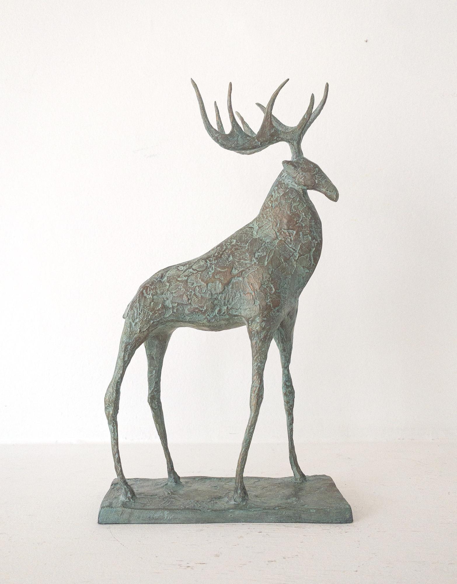 Little Stag I by Pierre Yermia - Contemporary animal sculpture, elegant, slender