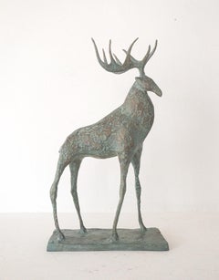 Little Stag I by Pierre Yermia - Contemporary animal sculpture, elegant, slender