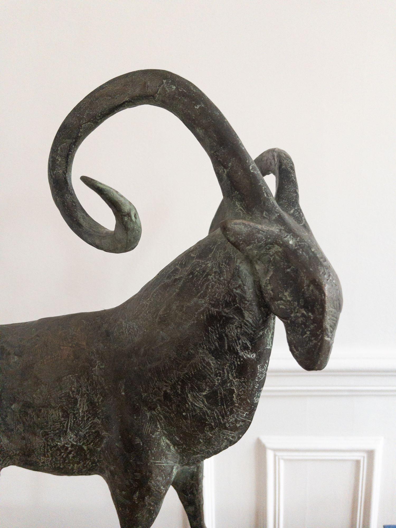 Mouflon I by Pierre Yermia - Animal bronze sculpture, figurative, grey colour For Sale 9