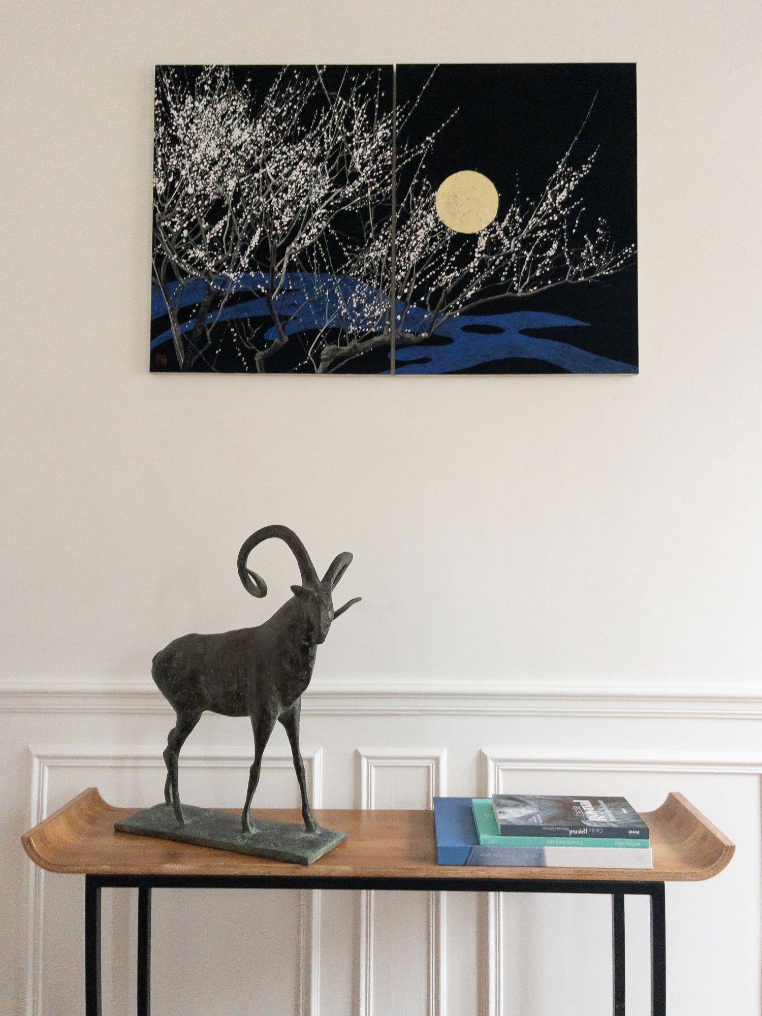 Mouflon I di Pierre Yermia - Scultura animale in bronzo, figurativa, colore grigio in vendita 2