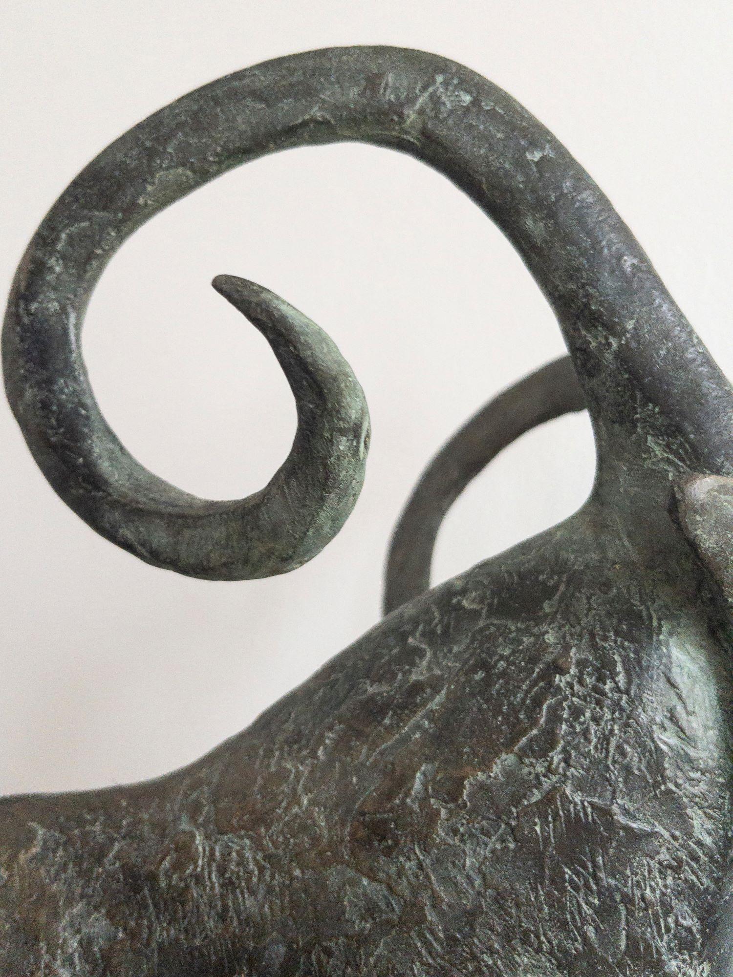 Mouflon I by Pierre Yermia - Animal bronze sculpture, figurative, grey colour For Sale 3
