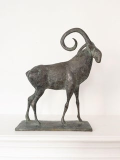Mouflon I by Pierre Yermia - Animal bronze sculpture, figurative, grey colour