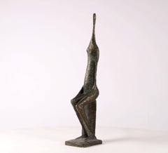 Seated Figure XII by Pierre Yermia - Contemporary bronze sculpture, human, dark