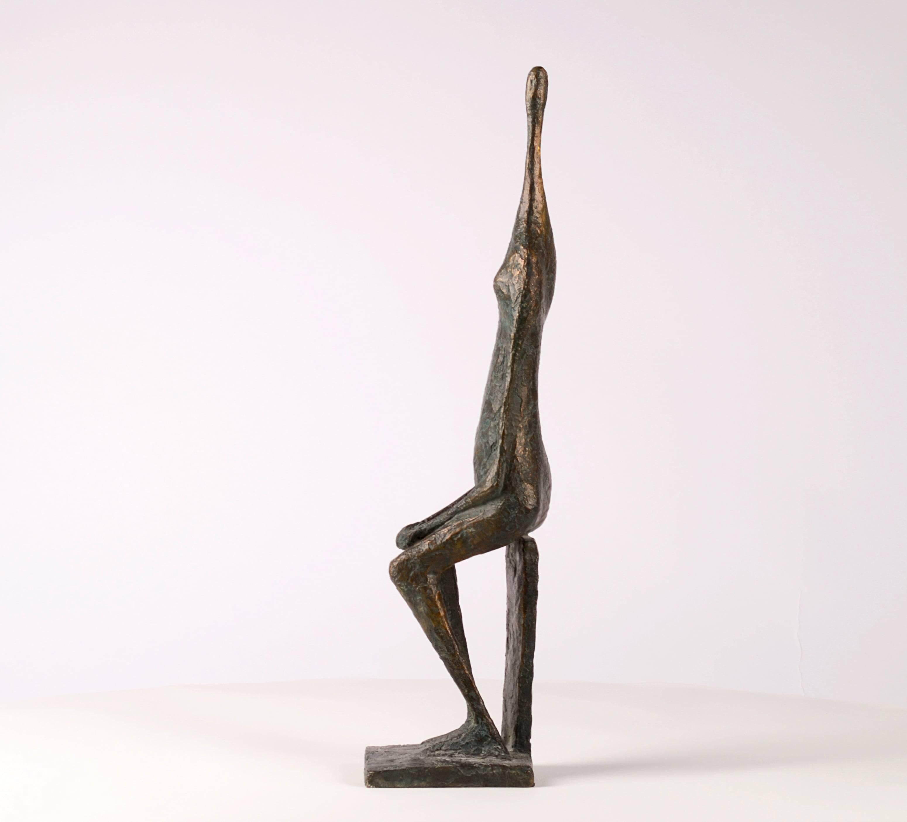 Seated Figure XII by Pierre Yermia - Contemporary bronze sculpture, human, dark For Sale 2