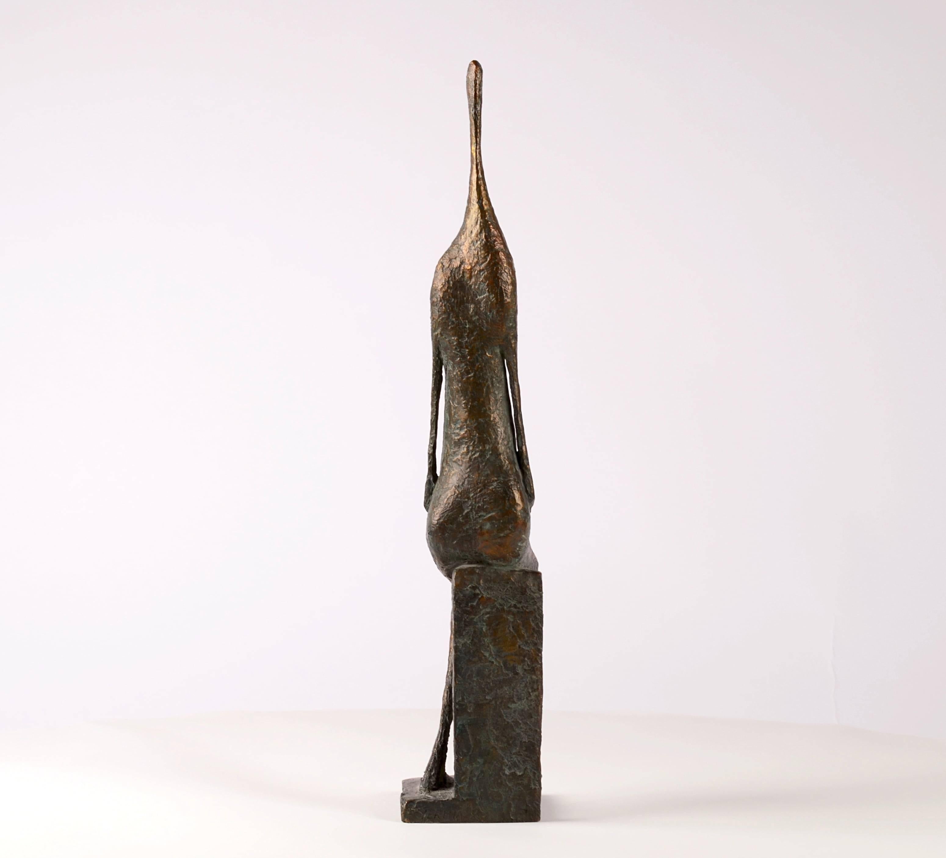 Seated Figure XII by Pierre Yermia - Contemporary bronze sculpture, human, dark For Sale 4