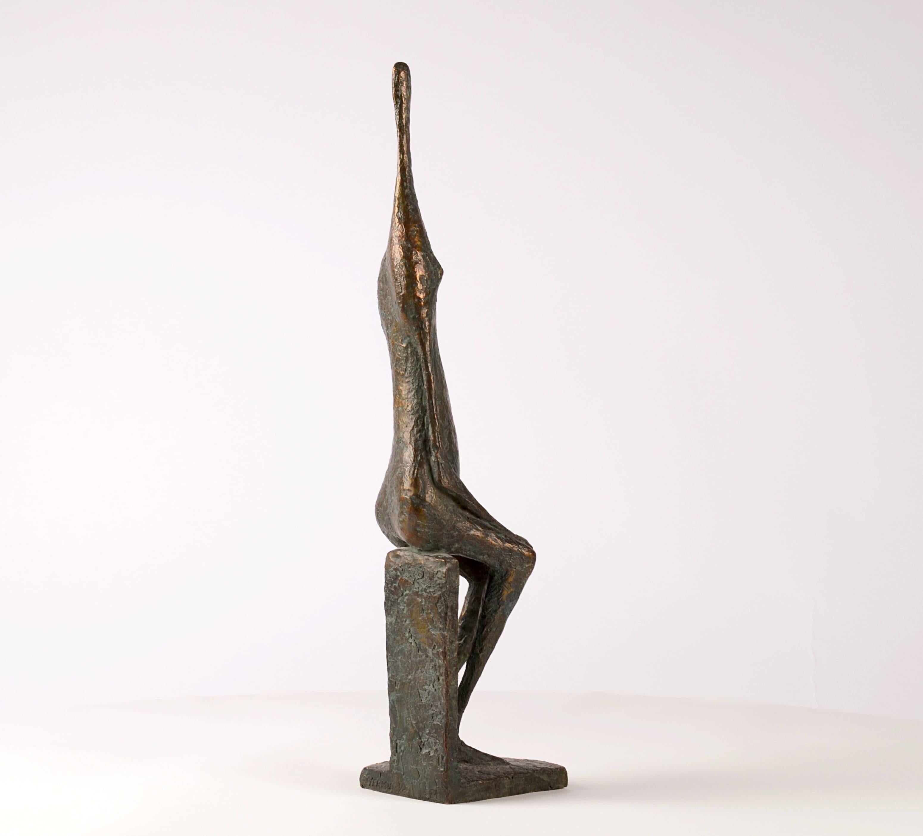 Seated Figure XII by Pierre Yermia - Contemporary bronze sculpture, human, dark For Sale 5