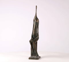 Figura seduta XII di Pierre Yermia - Scultura contemporanea in bronzo, umana, scura