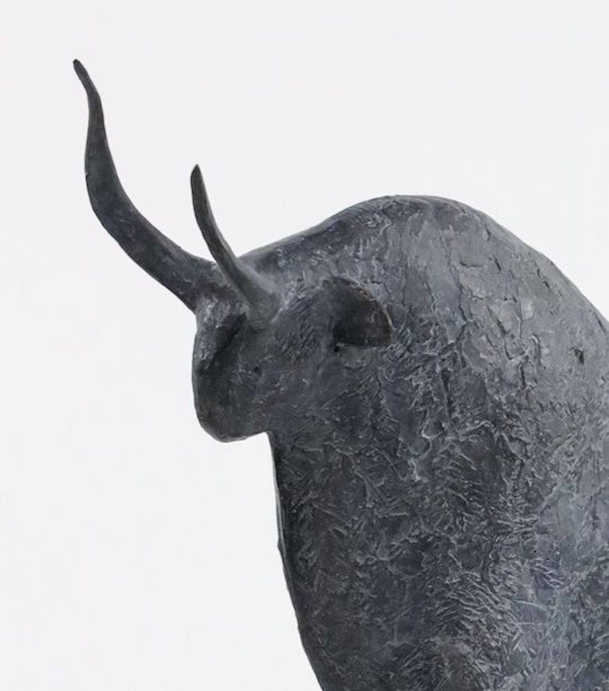 Pequeño Toro I de Pierre Yermia - Escultura animal de bronce, figurativa, pátina gris en venta 5