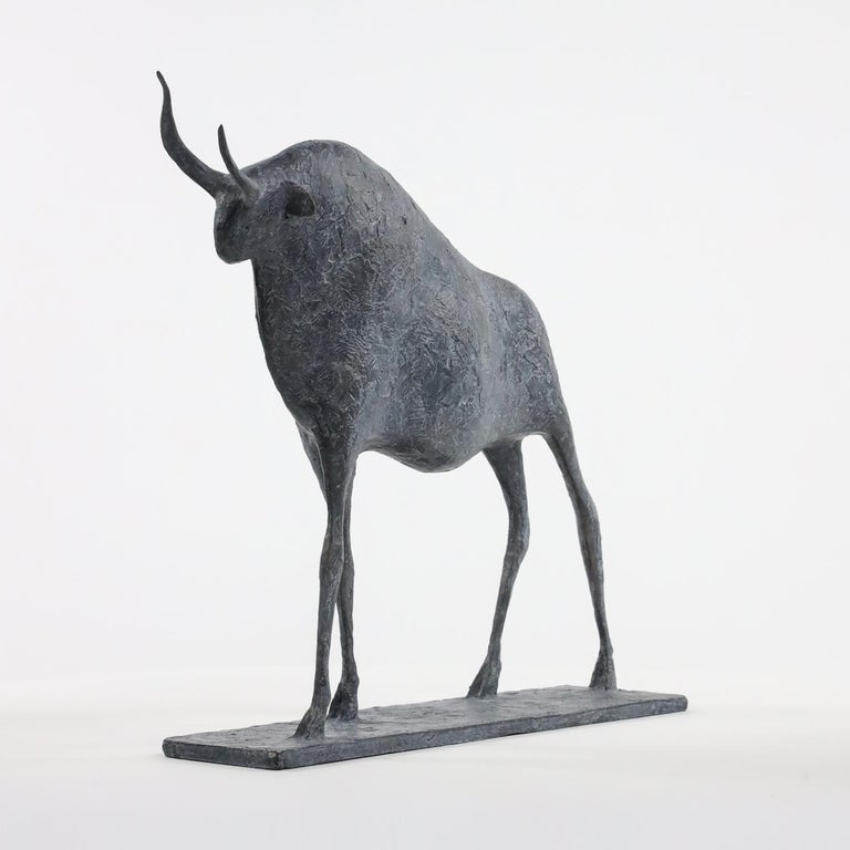 Small Bull I (2020), bronze sculpture by French contemporary artist Pierre Yermia.
45 cm × 51 cm × 12 cm. This sculpture is signed and numbered. Edition of 8 & 4 A.P.
"The bull is the only masculine animal in my bestiary. His silent and serene