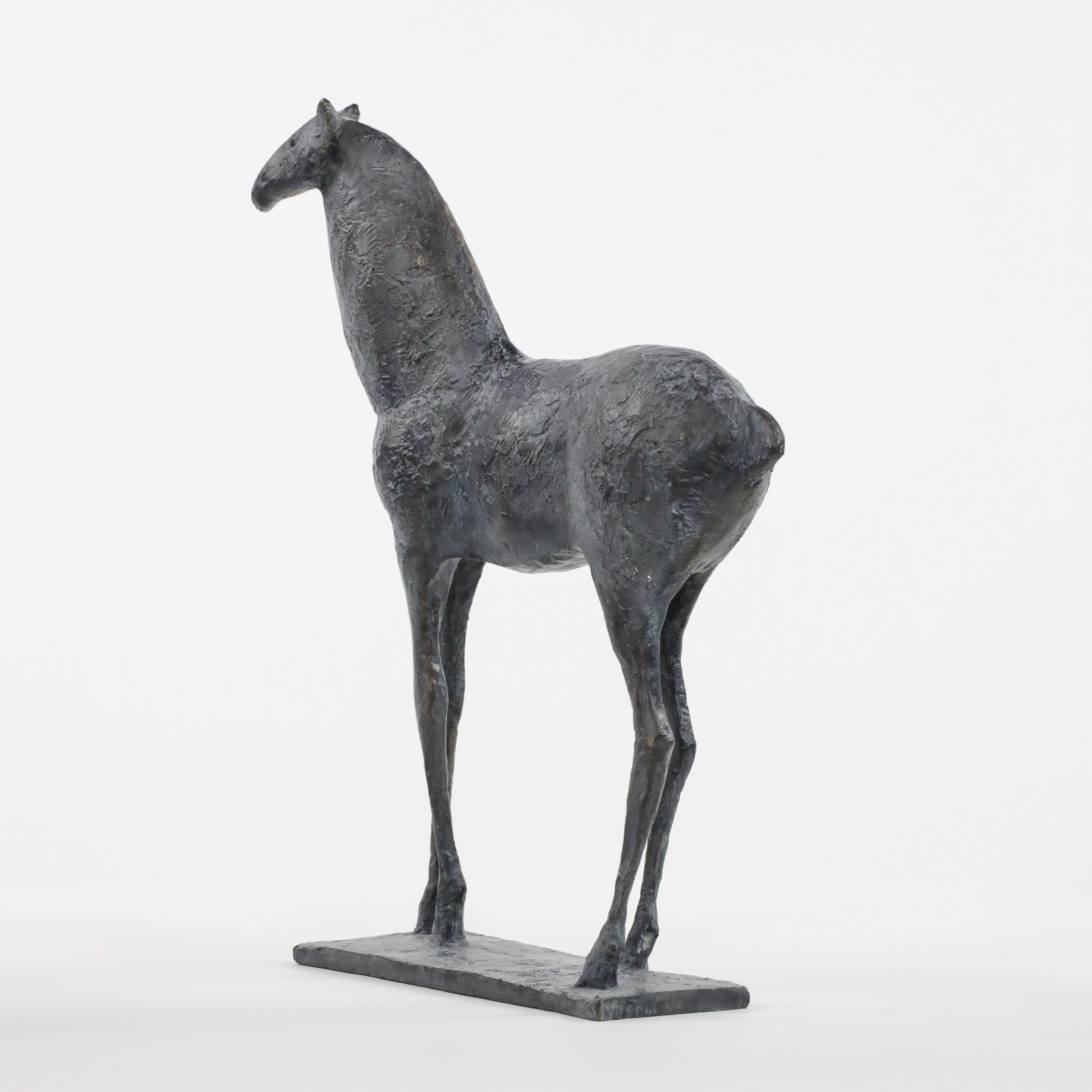 Caballo pequeño III de Pierre Yermia - Escultura animal de bronce, elegante, pátina oscura en venta 8