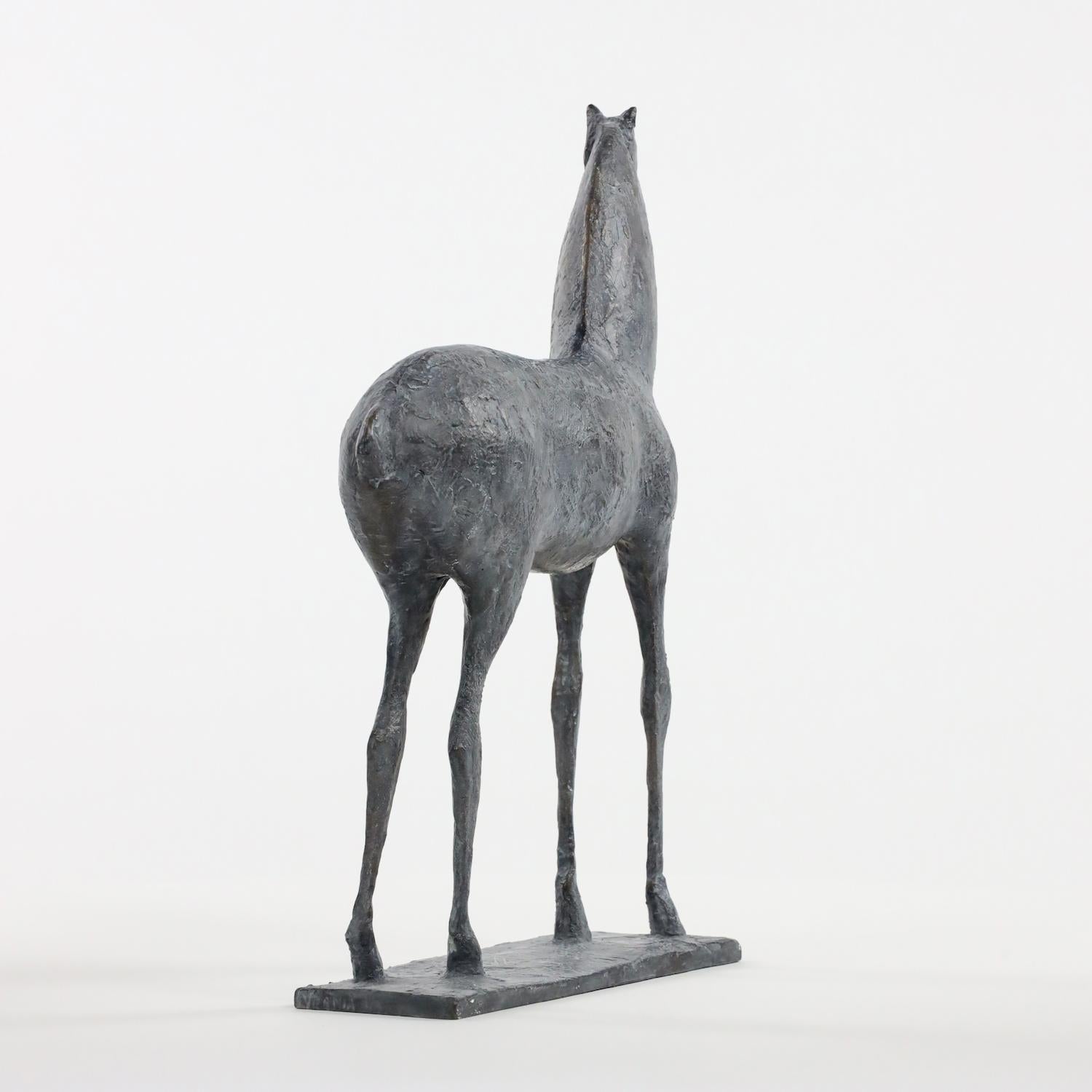 Caballo pequeño III de Pierre Yermia - Escultura animal de bronce, elegante, pátina oscura en venta 1