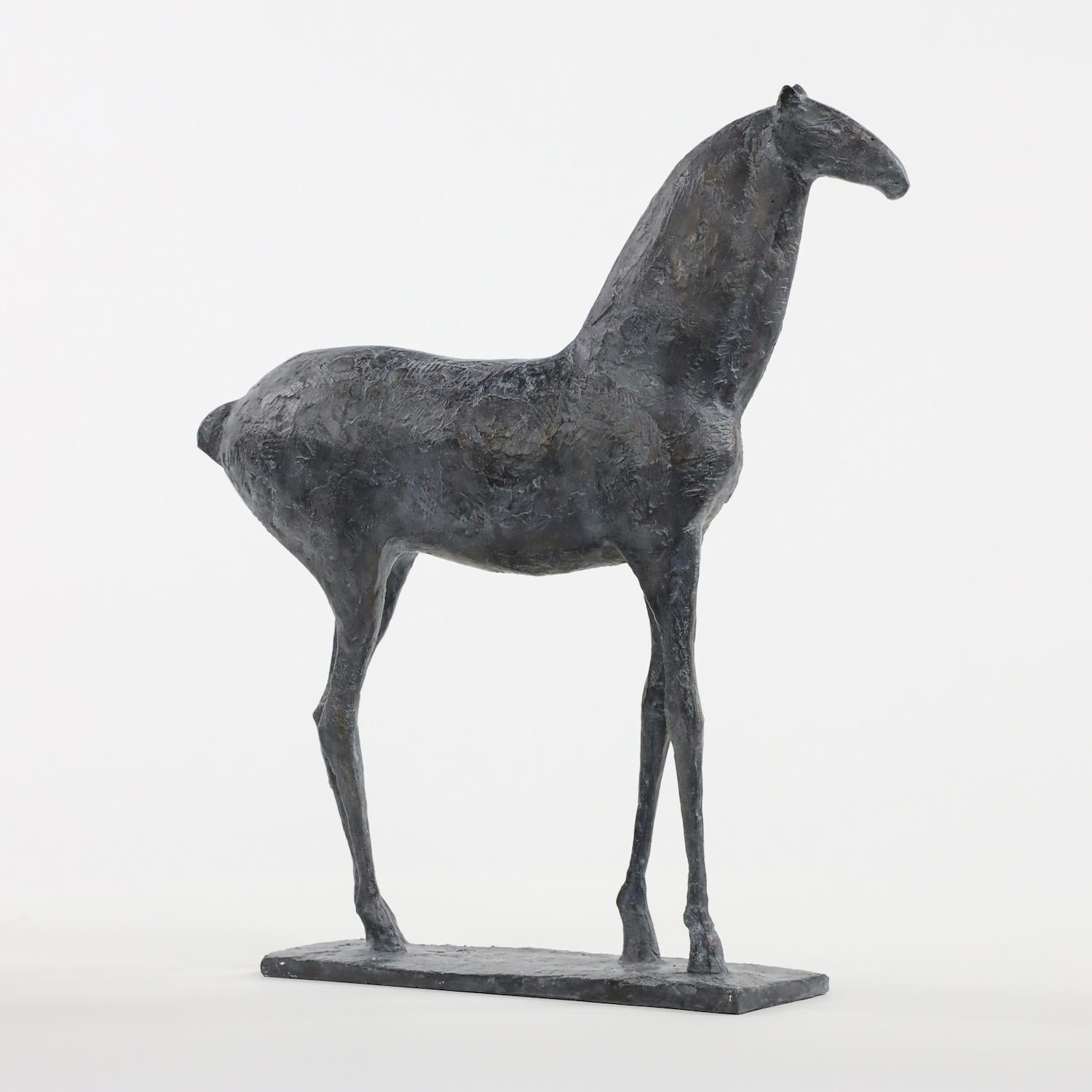 Caballo pequeño III de Pierre Yermia - Escultura animal de bronce, elegante, pátina oscura en venta 3