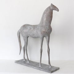 Small Horse V by Pierre Yermia - Animal bronze sculpture, elegant, light patina