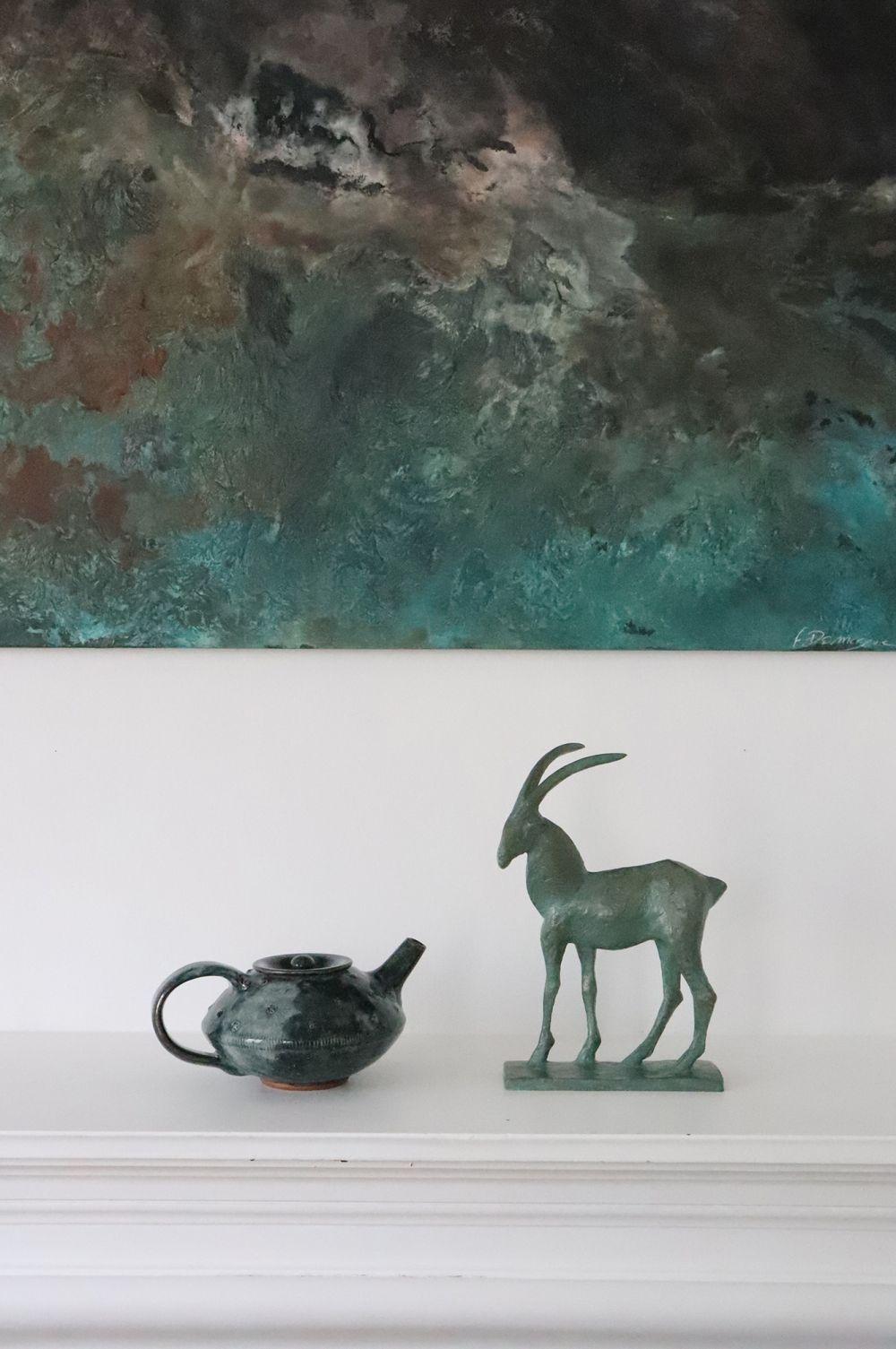 Small Ibex I by Pierre Yermia - contemporary animal bronze sculpture For Sale 1