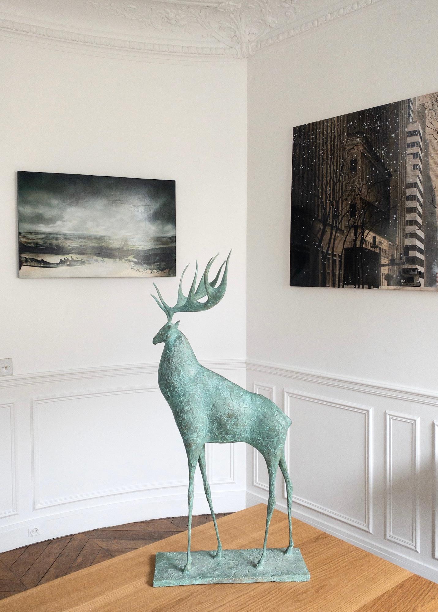 Cervo II di Pierre Yermia - Scultura animale contemporanea in vendita 1