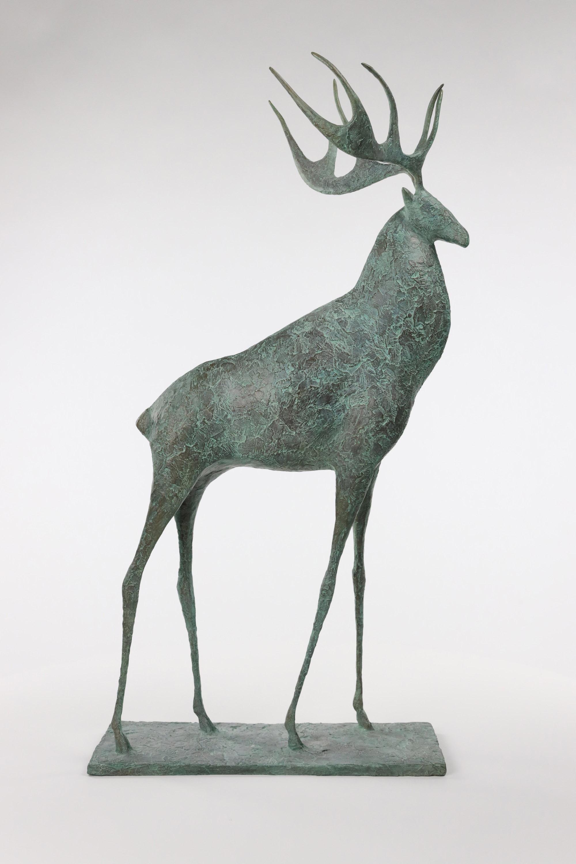 Stag II is a bronze sculpture by French contemporary artist Pierre Yermia, dimensions are 83 × 39 × 24 cm (32.7 × 15.4 × 9.4 in). The sculpture is signed and numbered, it is part of a limited edition of 8 editions + 4 artist’s proofs, and comes with