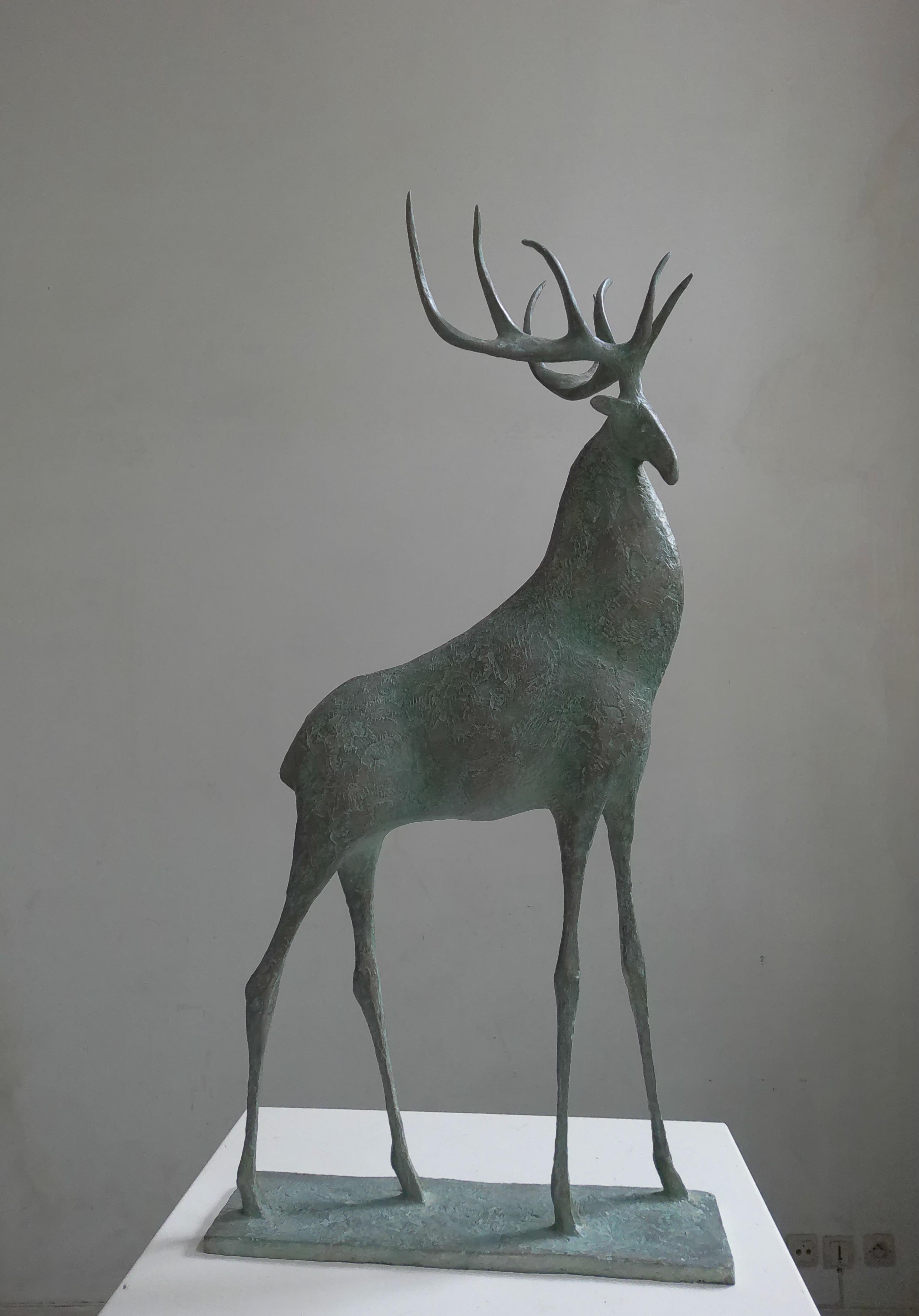 Stag V Bronze Sculpture by P. Yermia, Limited Ed. of 8, Contemporary Animal Art