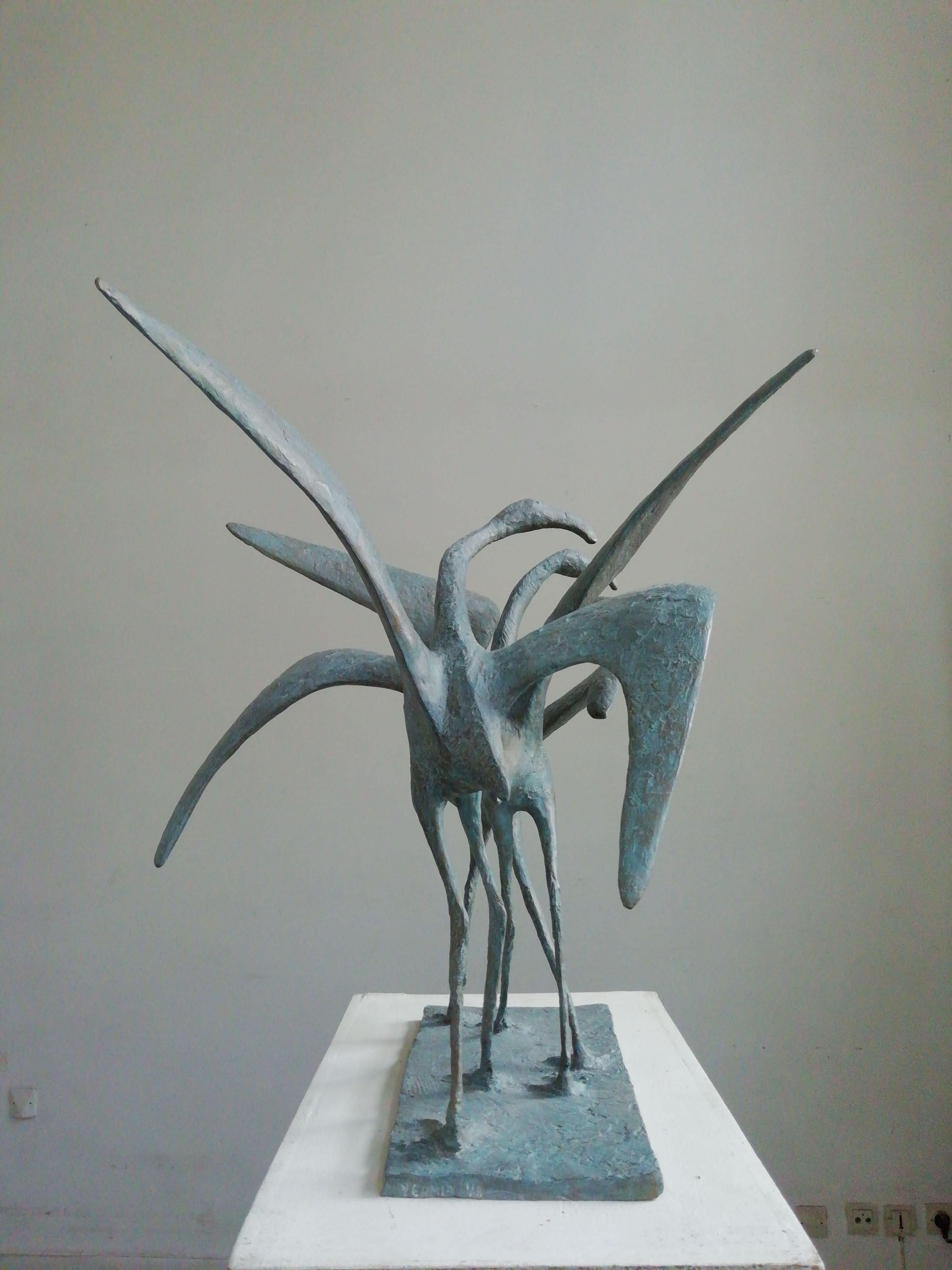 Take-Off II by Pierre Yermia - Bronze sculpture of three birds taking flight For Sale 3