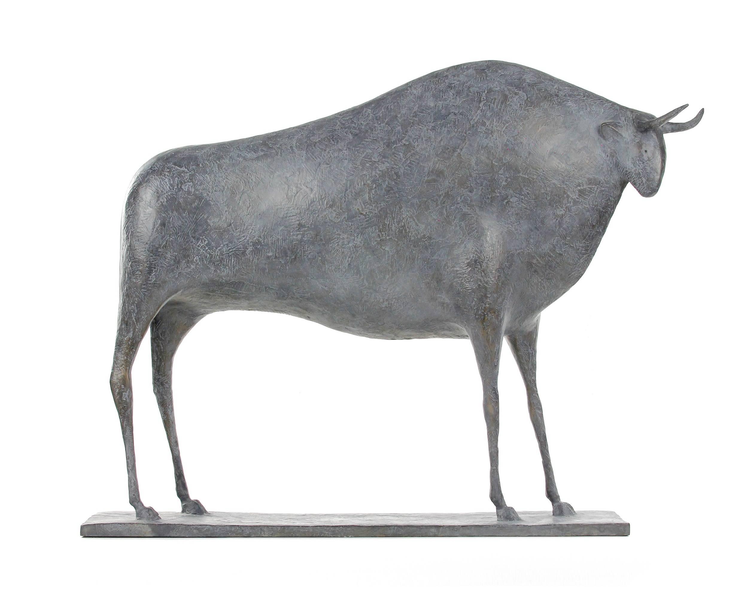 Bull V (Taureau V, 2014) is a bronze sculpture by French contemporary artist Pierre Yermia
57 cm × 70 cm × 20 cm. Limited-edition of 8 copies and 4 artist's proofs. Each copy is signed and numbered.
"The bull is the only masculine animal in my
