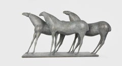 Three Horses by Pierre Yermia - Animal Art, Bronze Sculpture
