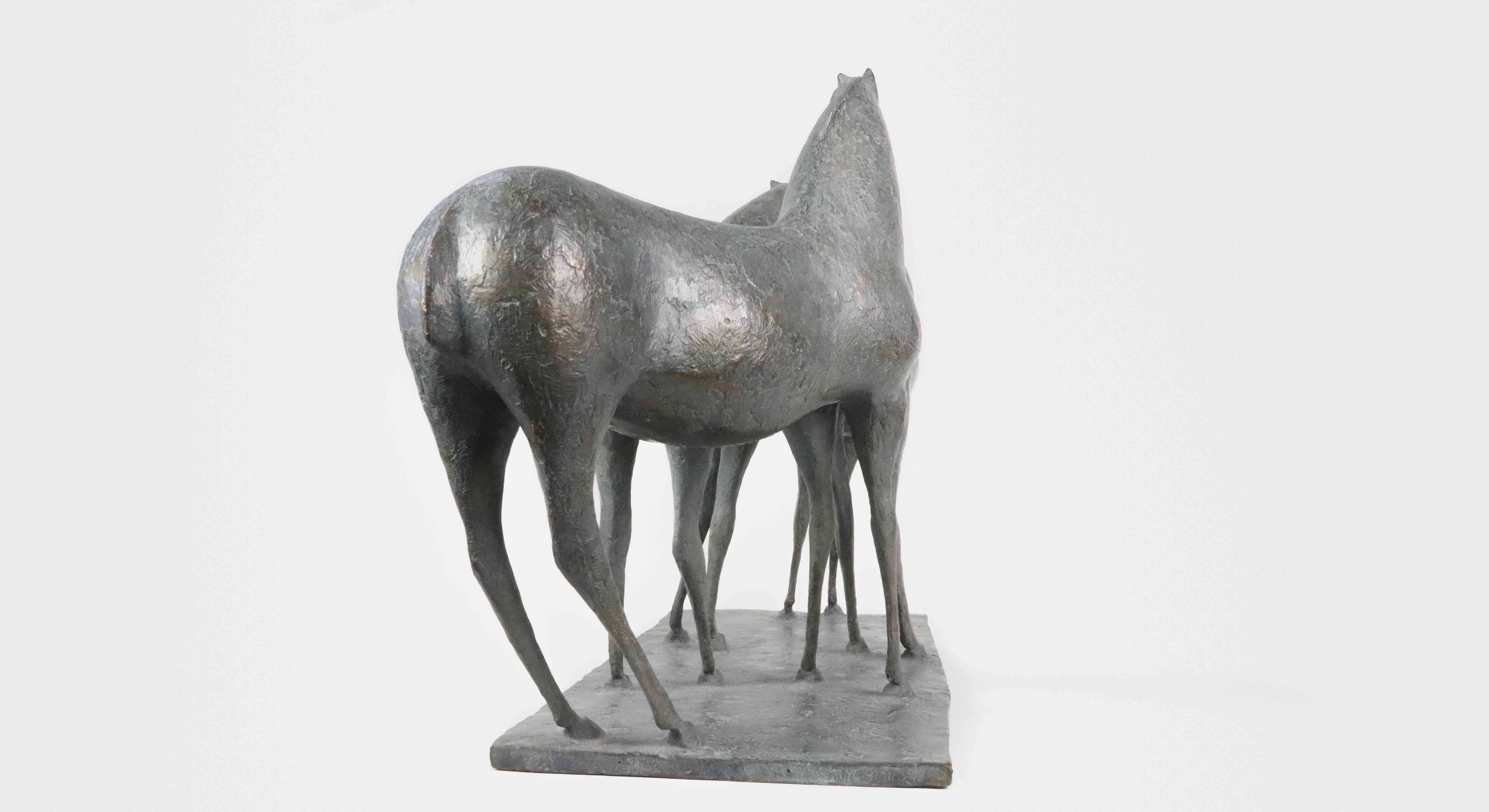 Tres caballos de Pierre Yermia - Escultura animal en bronce en venta 9