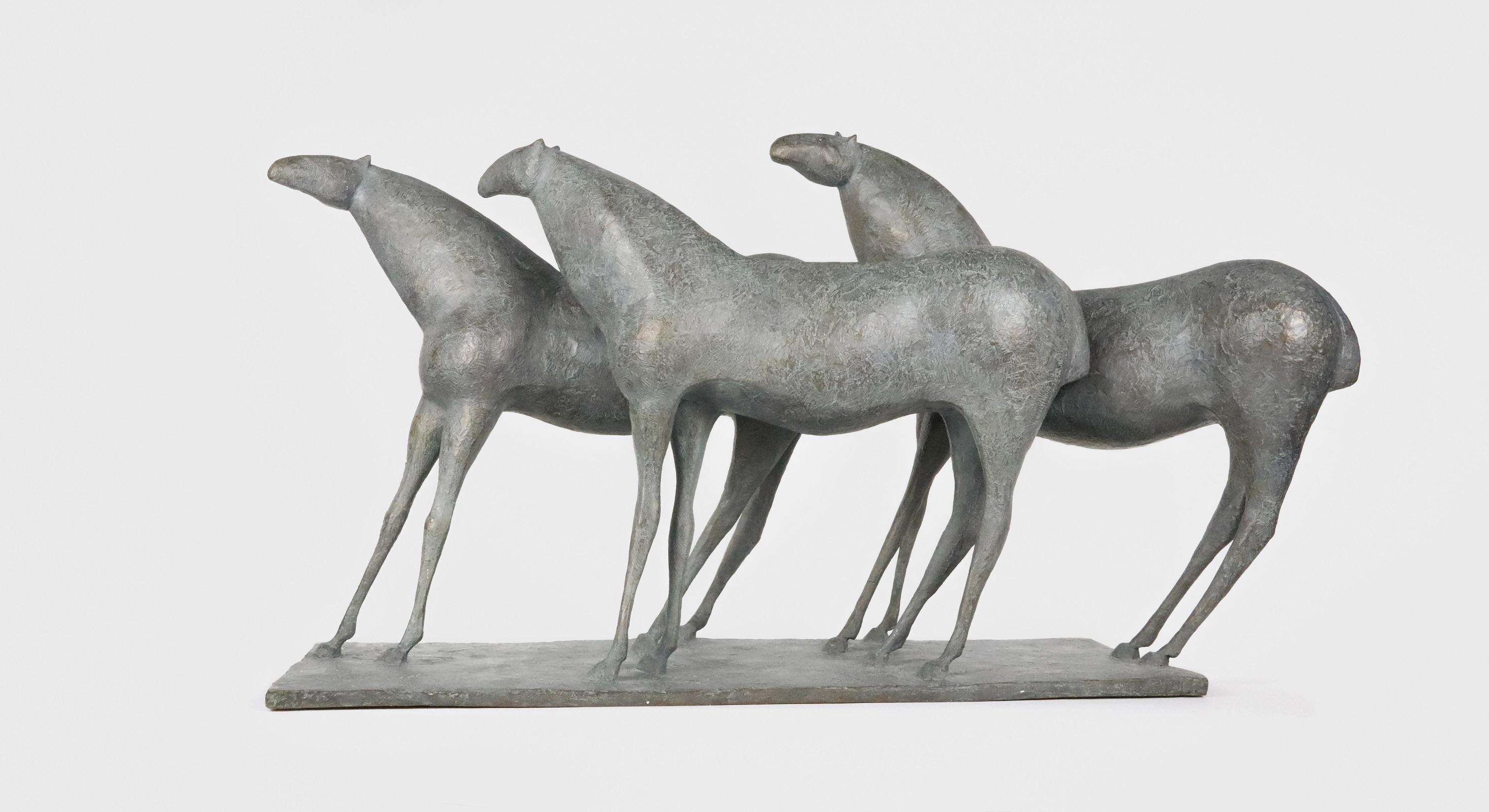 Tre cavalli di Pierre Yermia - Scultura animale in bronzo in vendita 1