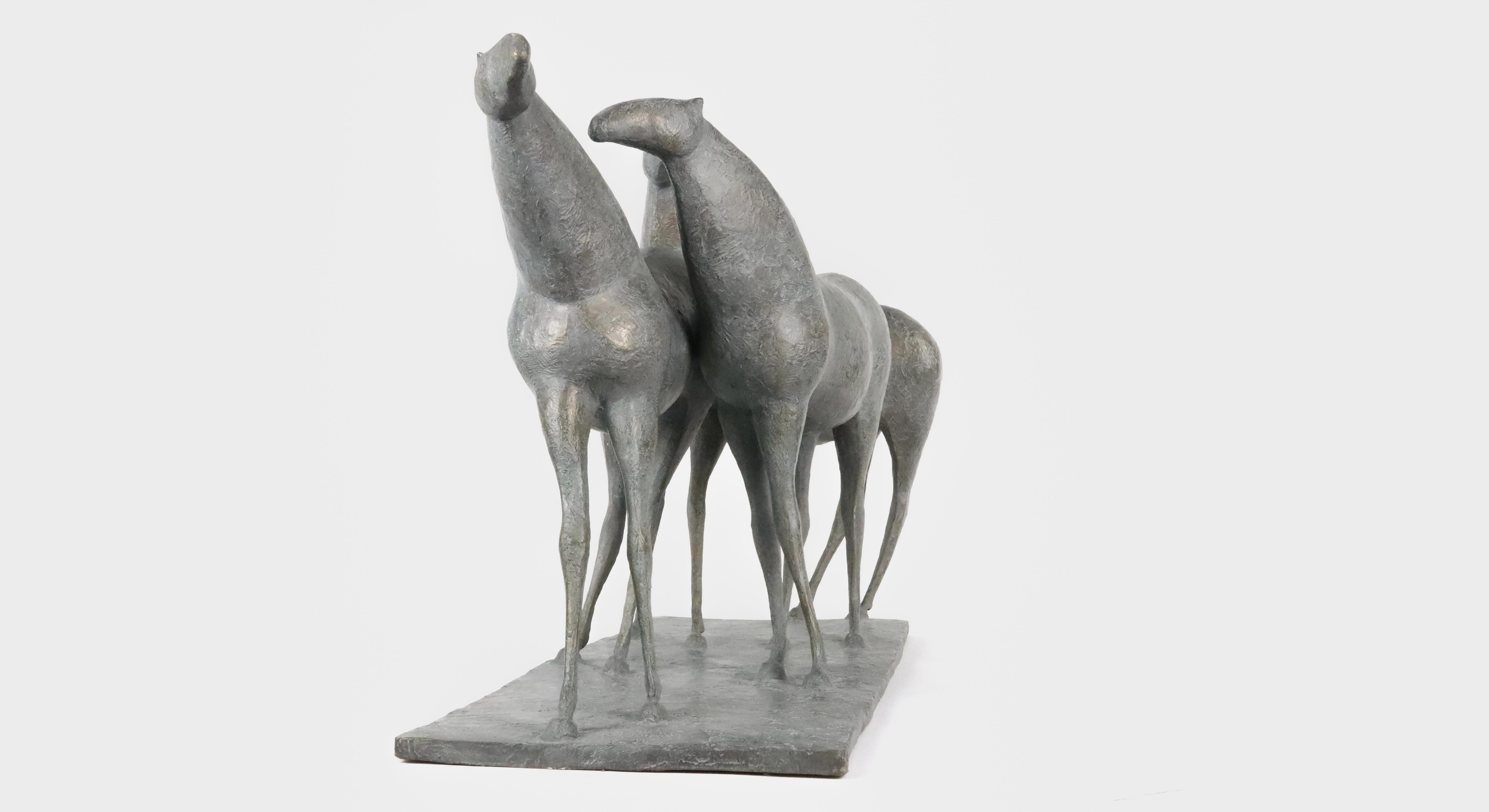 Tres caballos de Pierre Yermia - Escultura animal en bronce en venta 7
