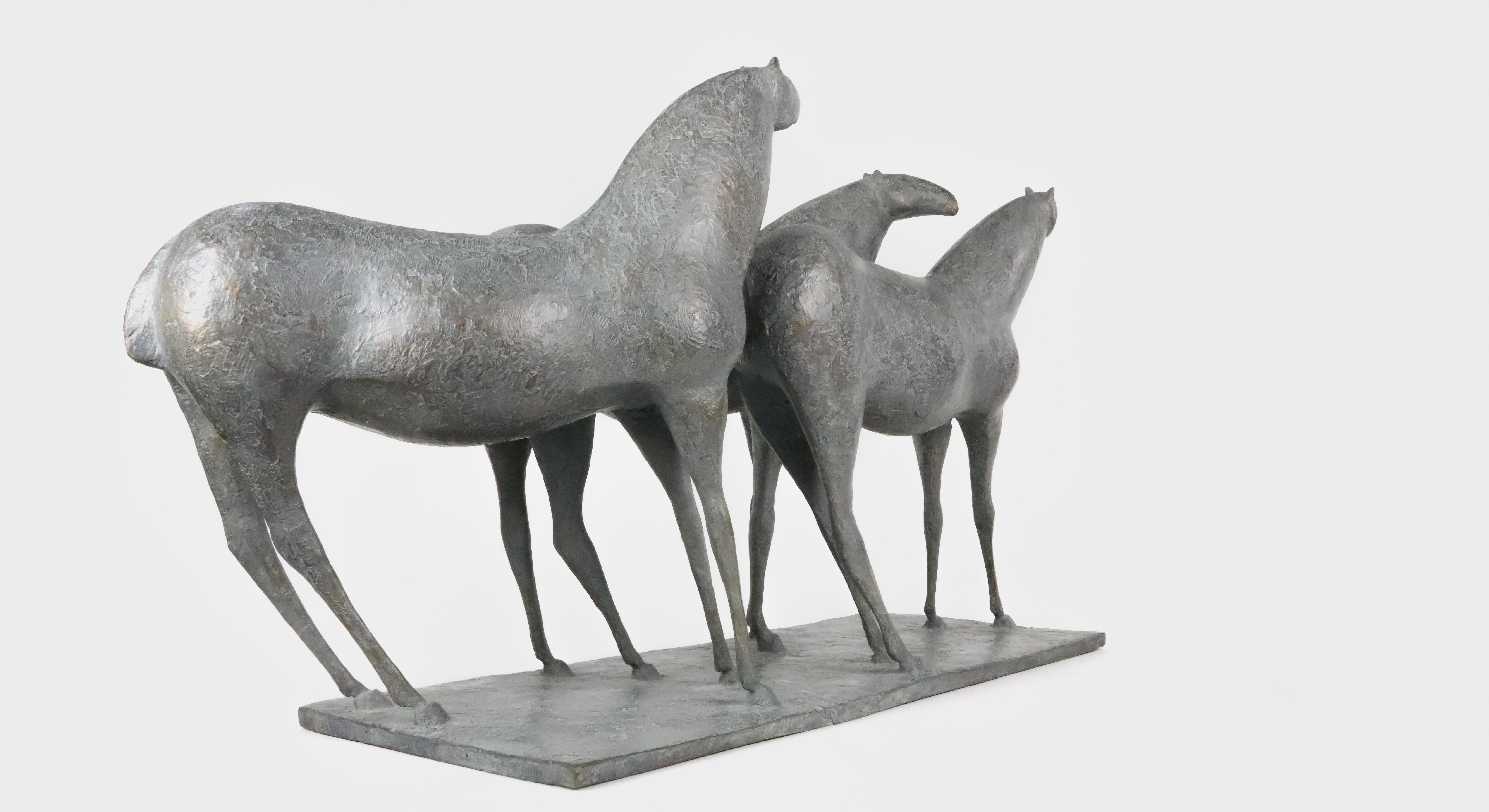 Tres caballos de Pierre Yermia - Escultura animal en bronce en venta 8