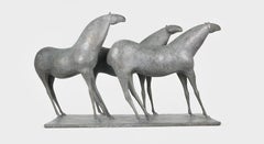 Trois chevaux de Pierre Yermia - Sculpture animalière en bronze