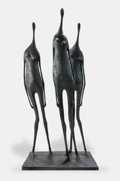 Three Standing Figures by Pierre Yermia - 10.5-Ft High Outdoor Bronze Sculpture