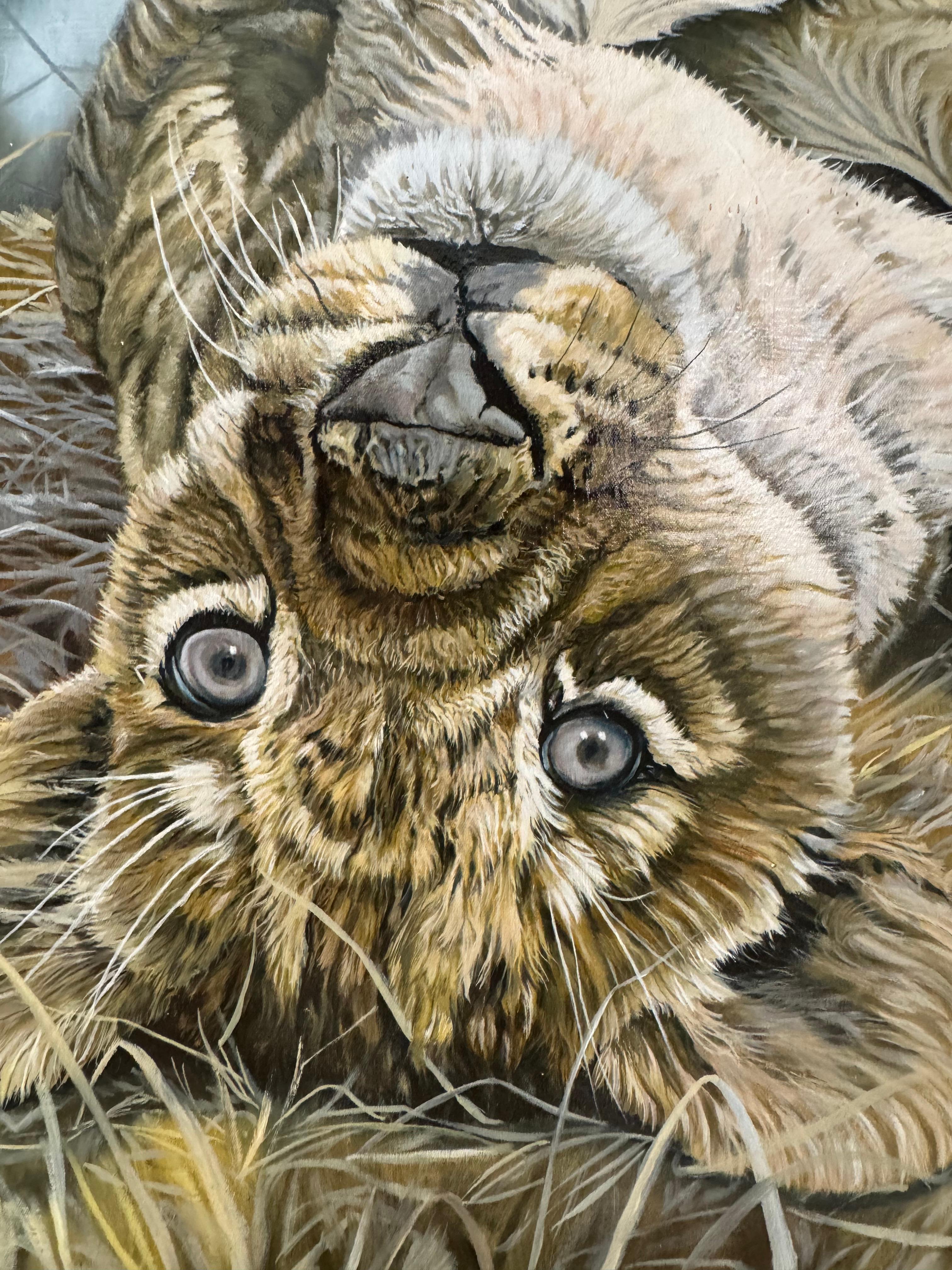 Ein Spiel der Jungen (Braun), Animal Painting, von Pierre-Yves Blasco