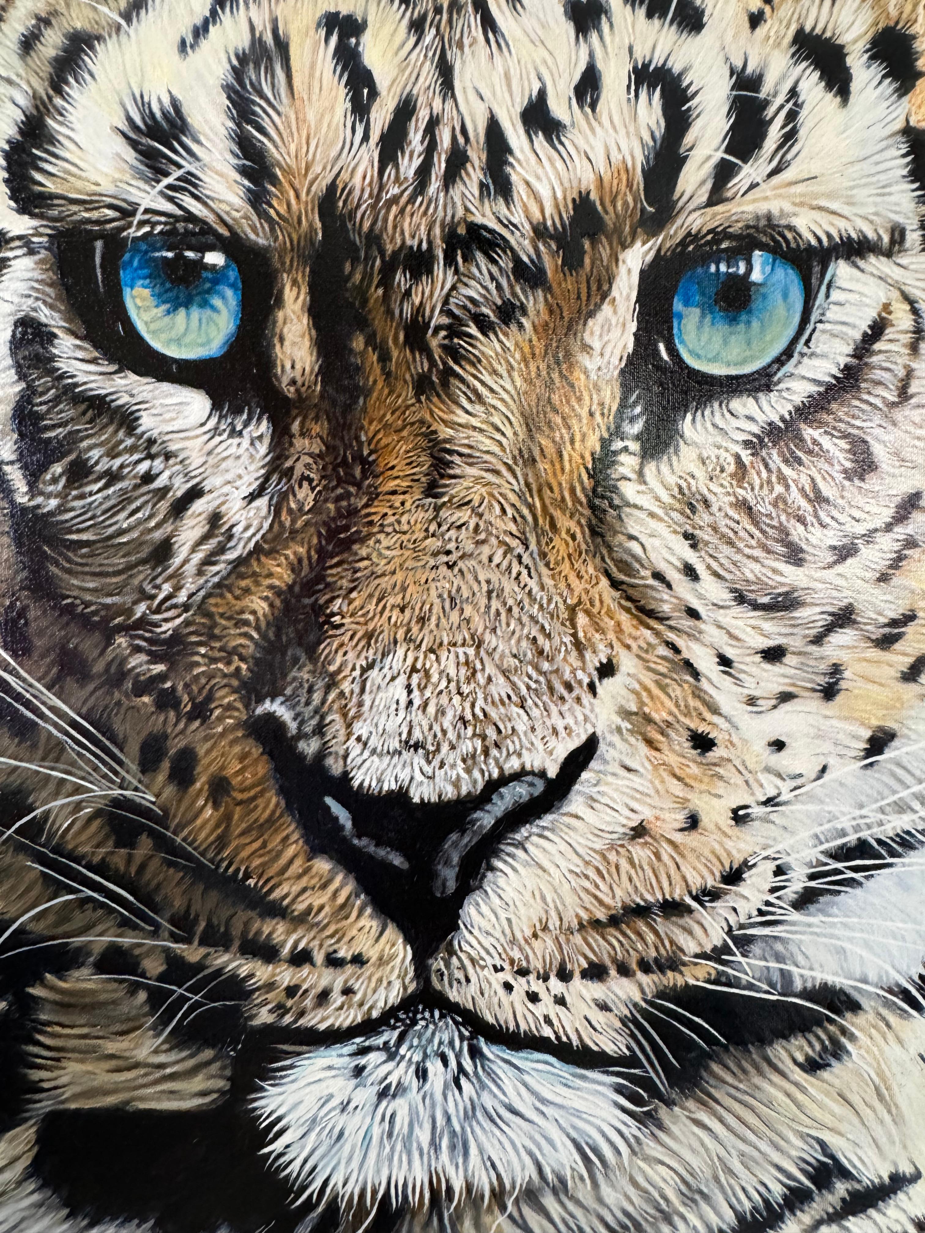 Portrait of leopard - Contemporary Painting by Pierre-Yves Blasco