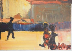 Italy : View on Rome at the Sunset - Original Oil on Canvas, Handsigned