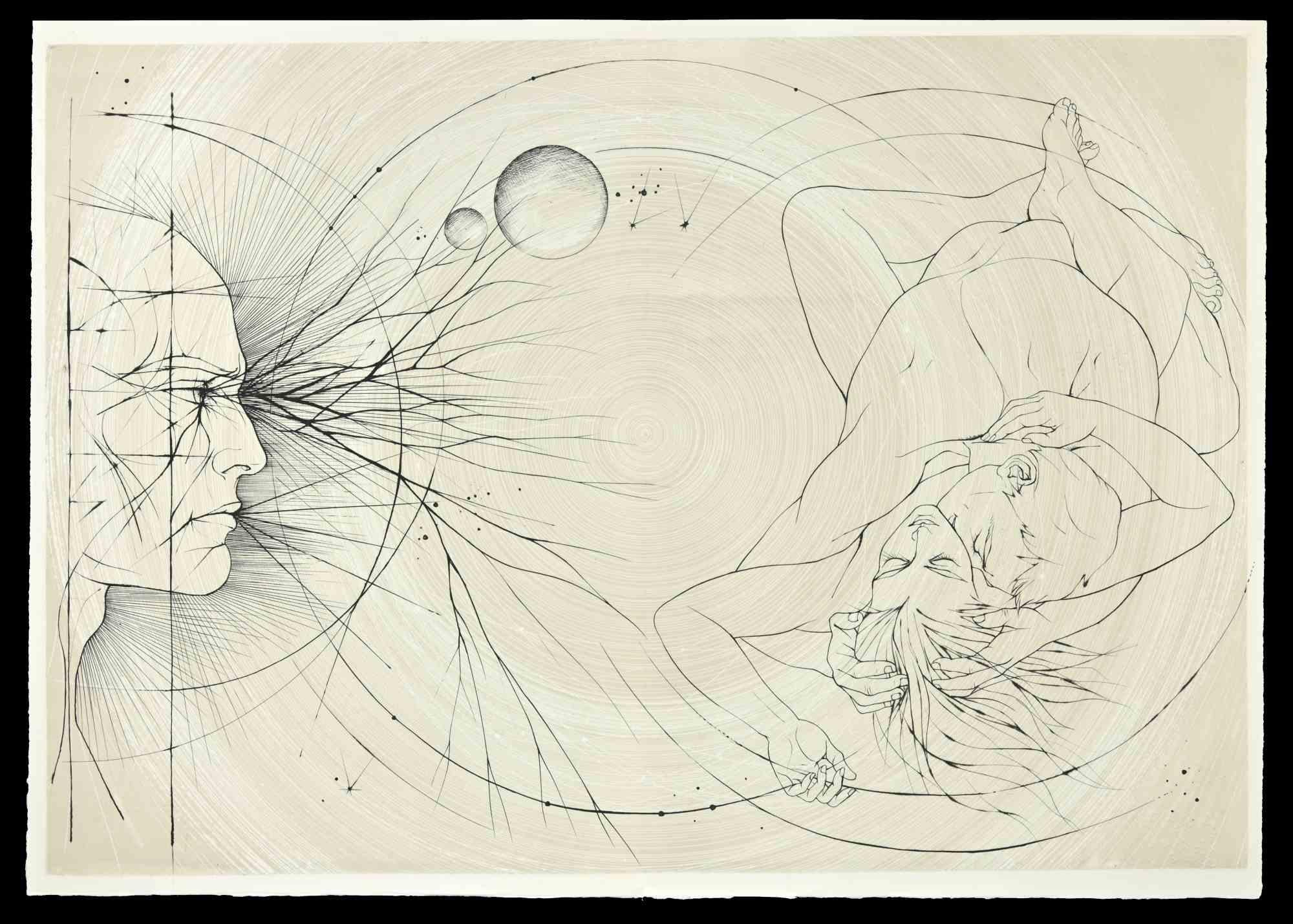 Pierre Yves Tremois Figurative Print - Homo Universalis - Etching by Pierre-Yves Trémois - 1955