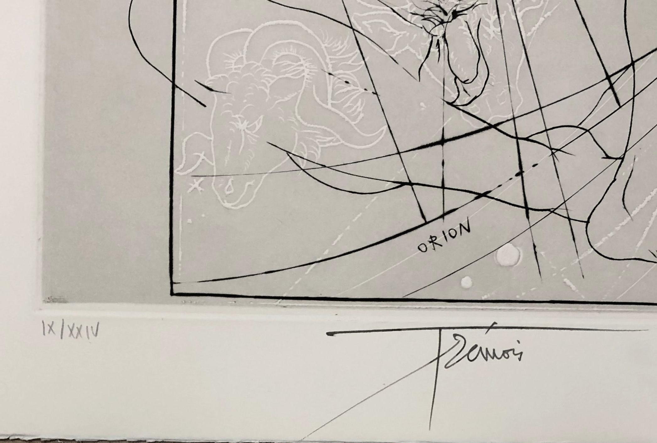 A Scientist Studying Orion - Eau-forte originale signée et numérotée à la main - Surréalisme Print par Pierre-Yves Trémois