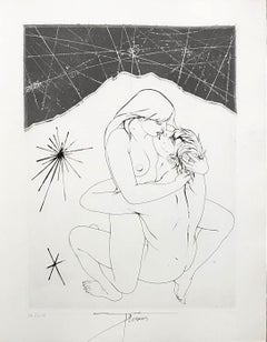 Beautiful Woman on a Man - Original etching handsigned and numbered