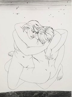Paar umarmt - Original-Radierung, handsigniert und nummeriert