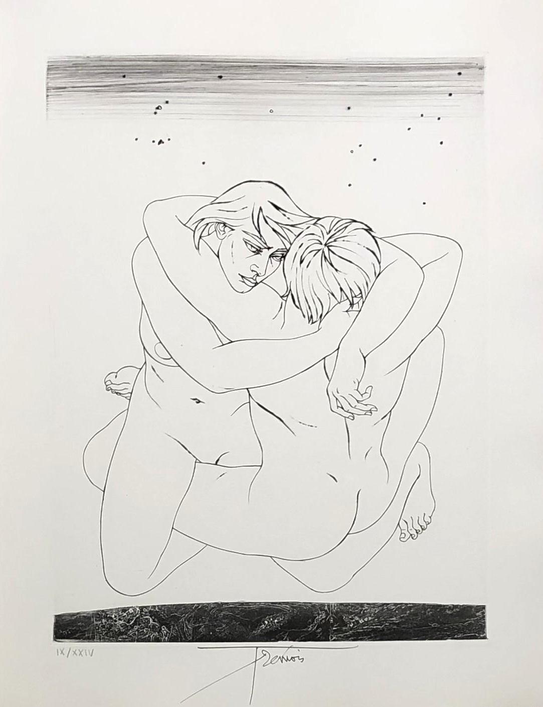 Pierre-Yves Trémois Figurative Print - Couple Embraced - Original etching handsigned and numbered